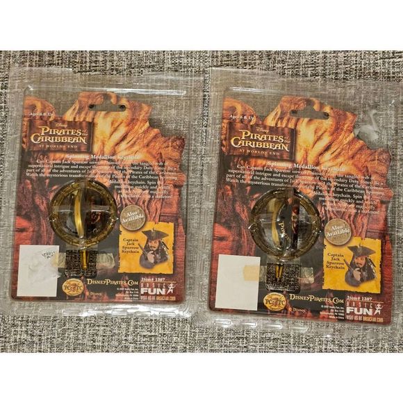 Lot of 2Pirates of the Caribbean-At Worlds End Spinning Medallion Keychain 2007 - Picture 2 of 4